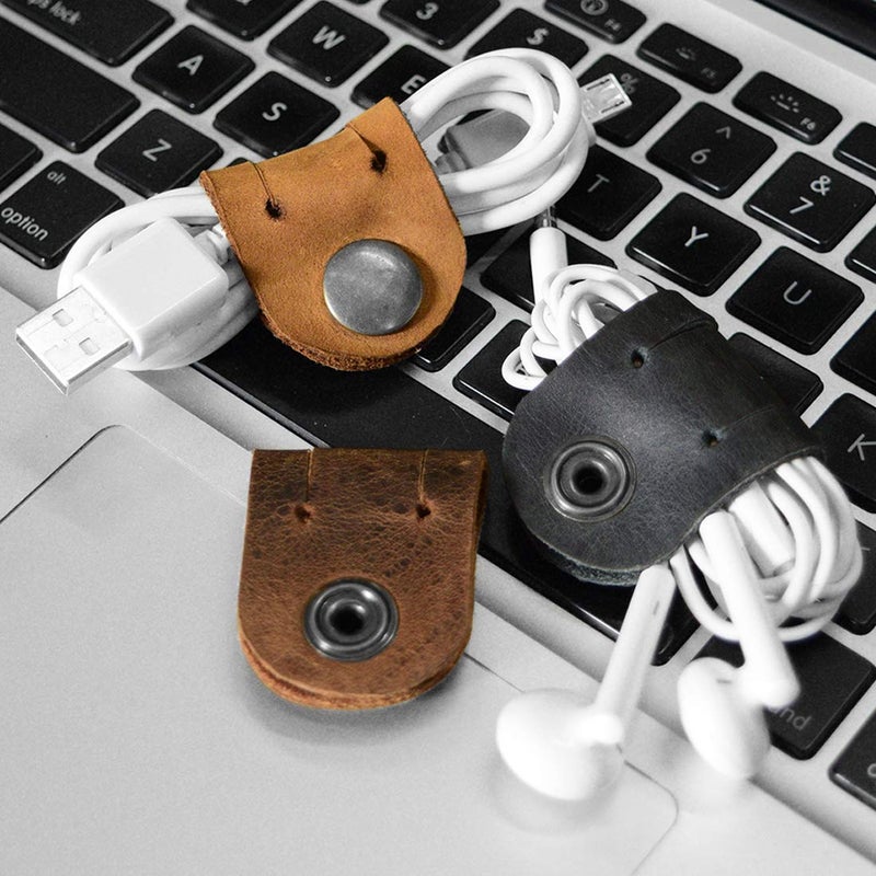 Hide & Drink, Leather Cord Organizer (3 Pack) / Earbud/Cable/Earphone Holder/Case/Phone Accessories/Travel Essentials, Handmade :: Multicolor - Image 3